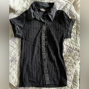 Y2K Harley-Davidson Black Satin Shirt Size XS